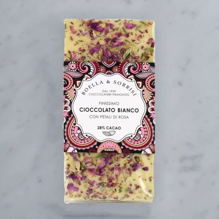 Boella & Sorrisi Tavoletta di cioccolato bianco con petali di rosa